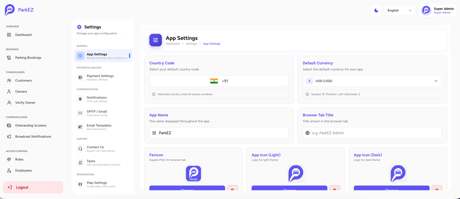App Settings