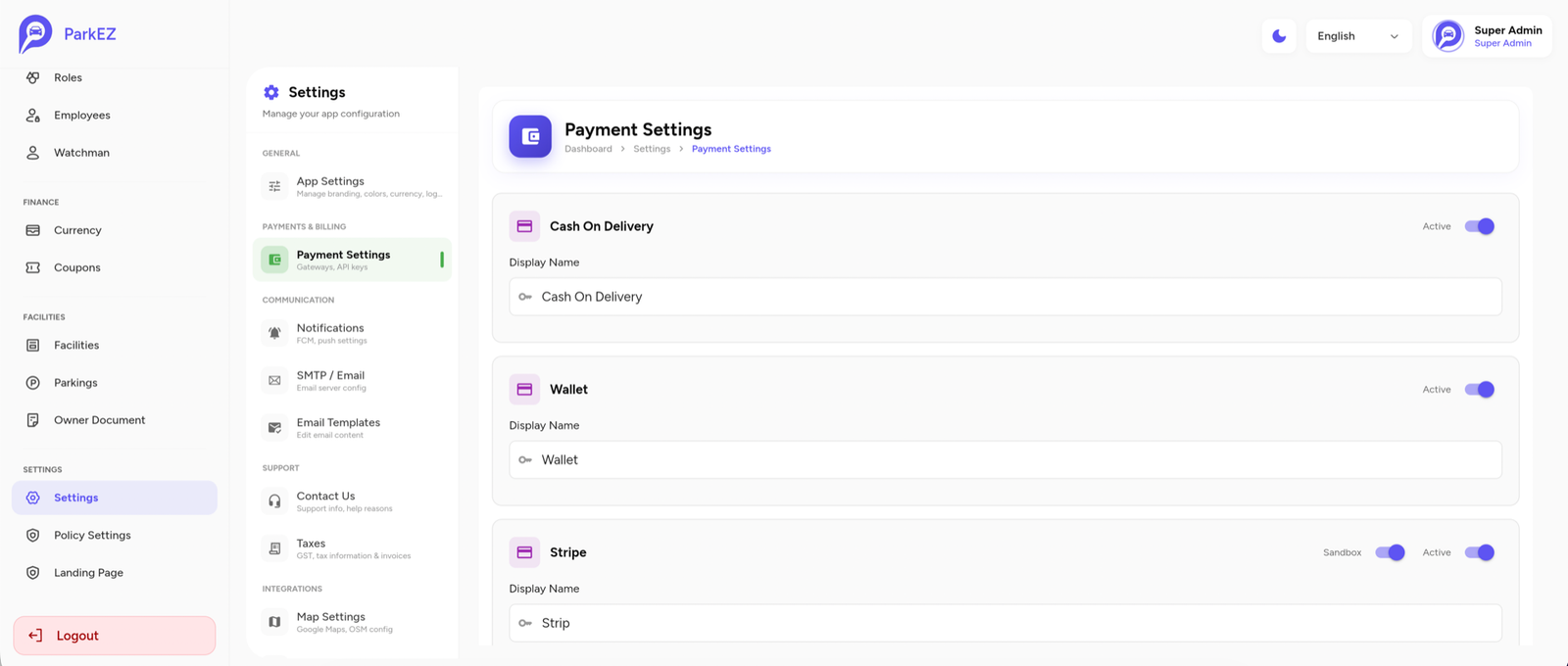 Payment Settings