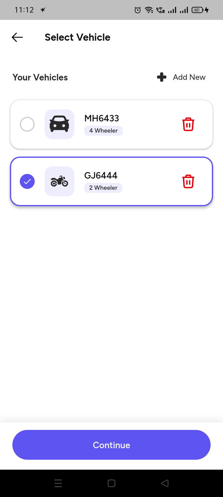 Select Vehicle