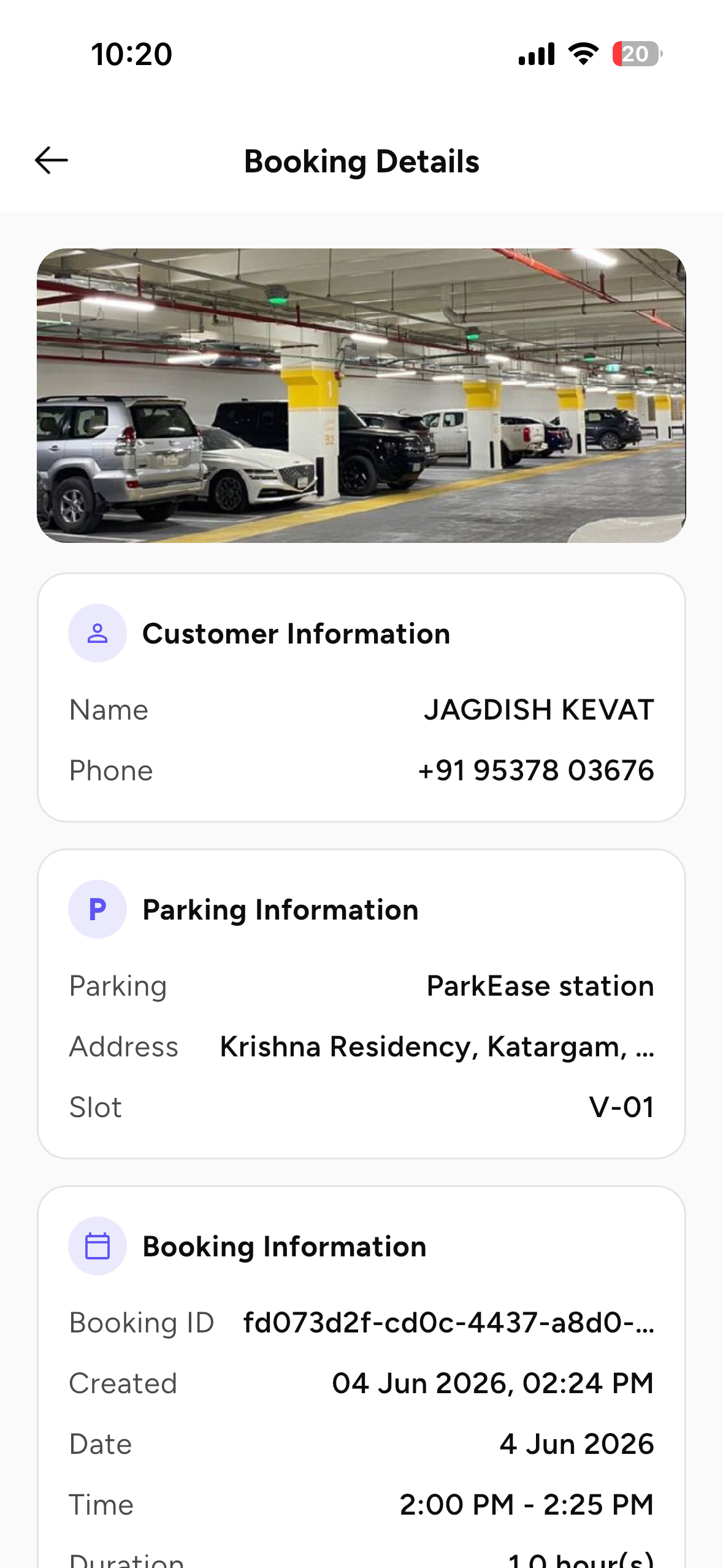 Booking Details