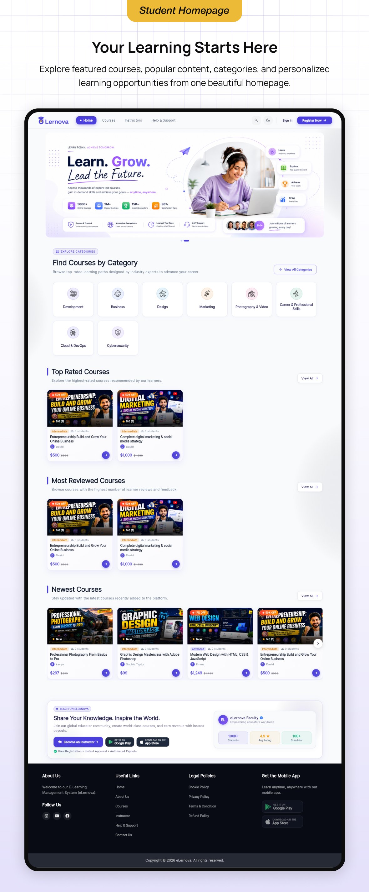 eLernova - Online Course Marketplace and LMS Flutter App with Admin Panel - 10