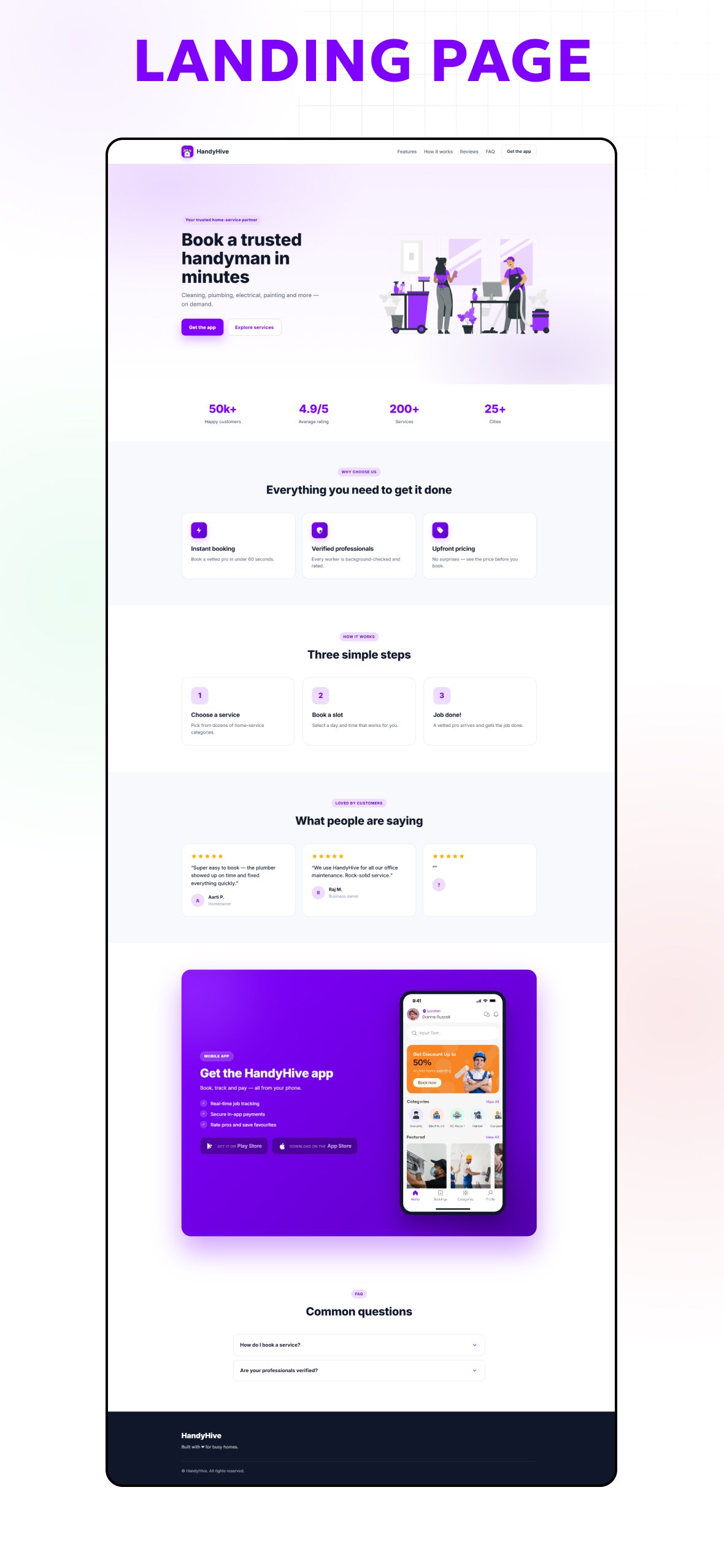 HandyHive – On-Demand Home Service & Handyman Booking App (Flutter + UrbanClone)
