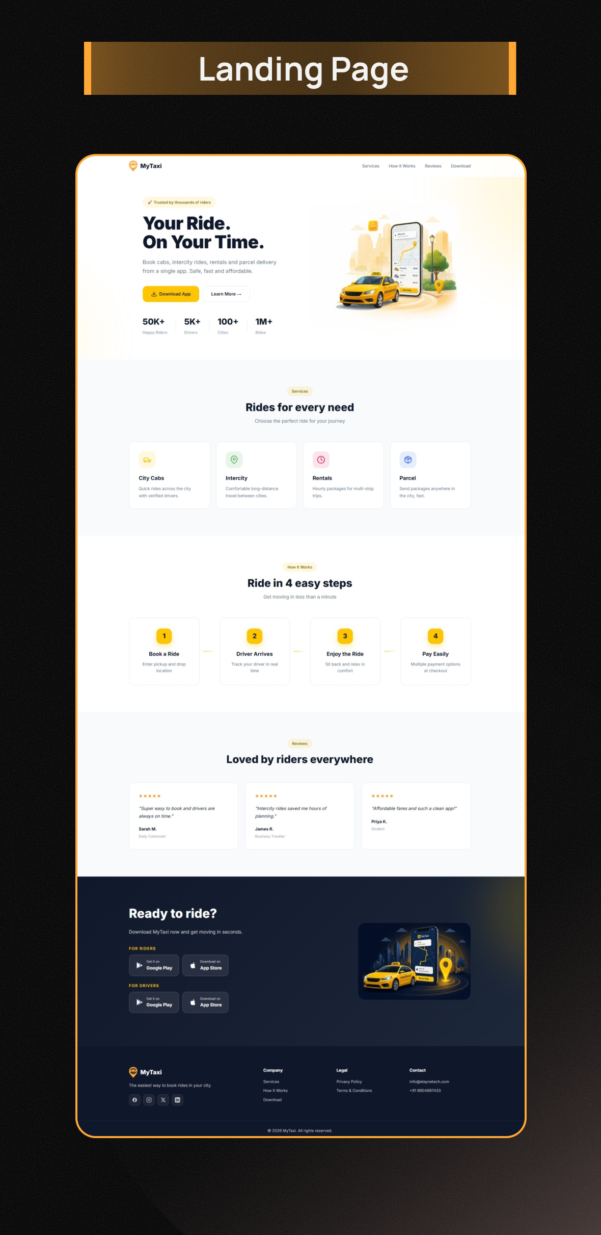 MyTaxi – Complete Flutter Taxi App | Full Taxi Booking Solution with Intercity & Parcel