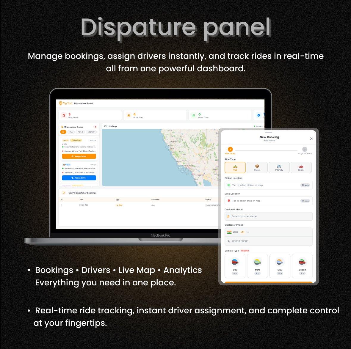 MyTaxi – Complete Flutter Taxi App | Full Taxi Booking Solution with Intercity & Parcel